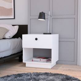 Loheer - One-Drawer Nightstand with Open Shelf for Bedroom - White