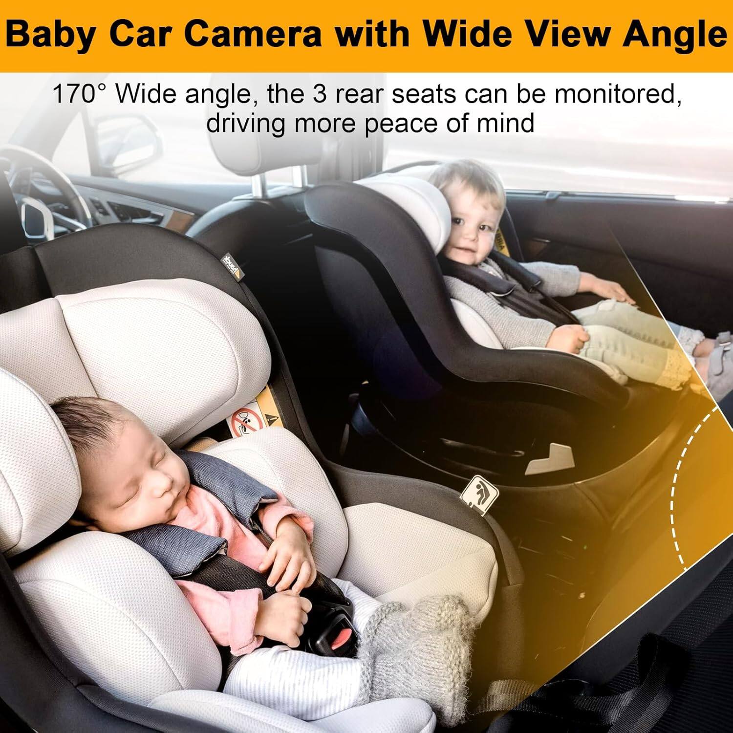 Baby Car Camera with Wide View Angle

170° Wide angle, the 3 rear seats can be monitored, driving more peace of mind