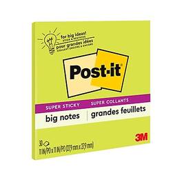 Post-it - Big Notes Sticky Notes, 11" x 11", 30 Sheets/Pad - Green
