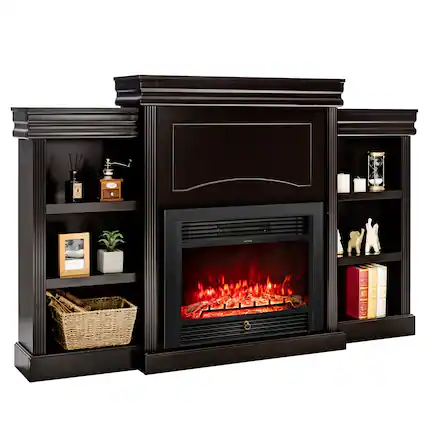 Front. Gymax - Gymax 70'' Fireplace TV Stand Media W/ 28.5'' 750W/1500W Electric Fireplace Brown - Brown.