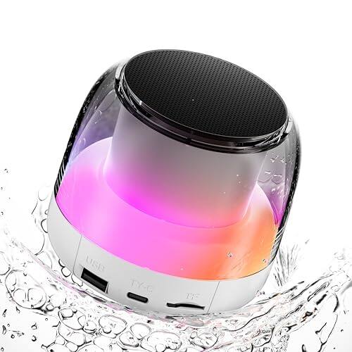 Pacoar Cade - Usb Light Mini With Rgb Lights 4h Playtime Stereo Sound Bass Tf-card Usb Ipx7 Waterproof True Wireless Pairing Speakers - White