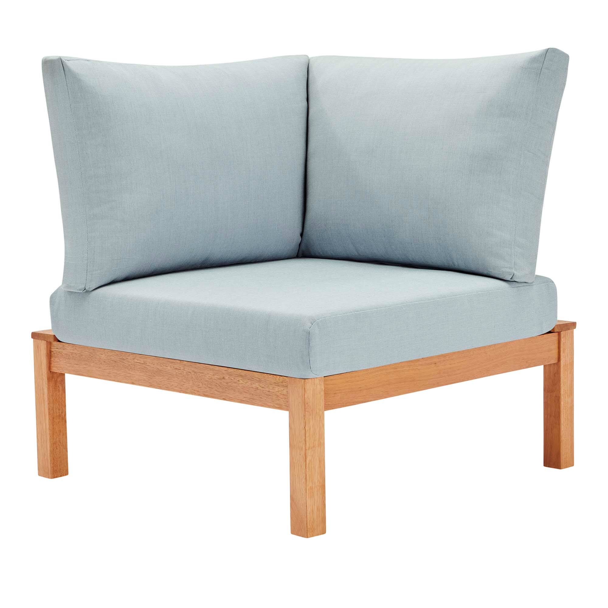 Angle. Modway - Freeport Karri Wood Sectional Sofa Outdoor Patio Corner Chair by Modway - Natural Light Blue.