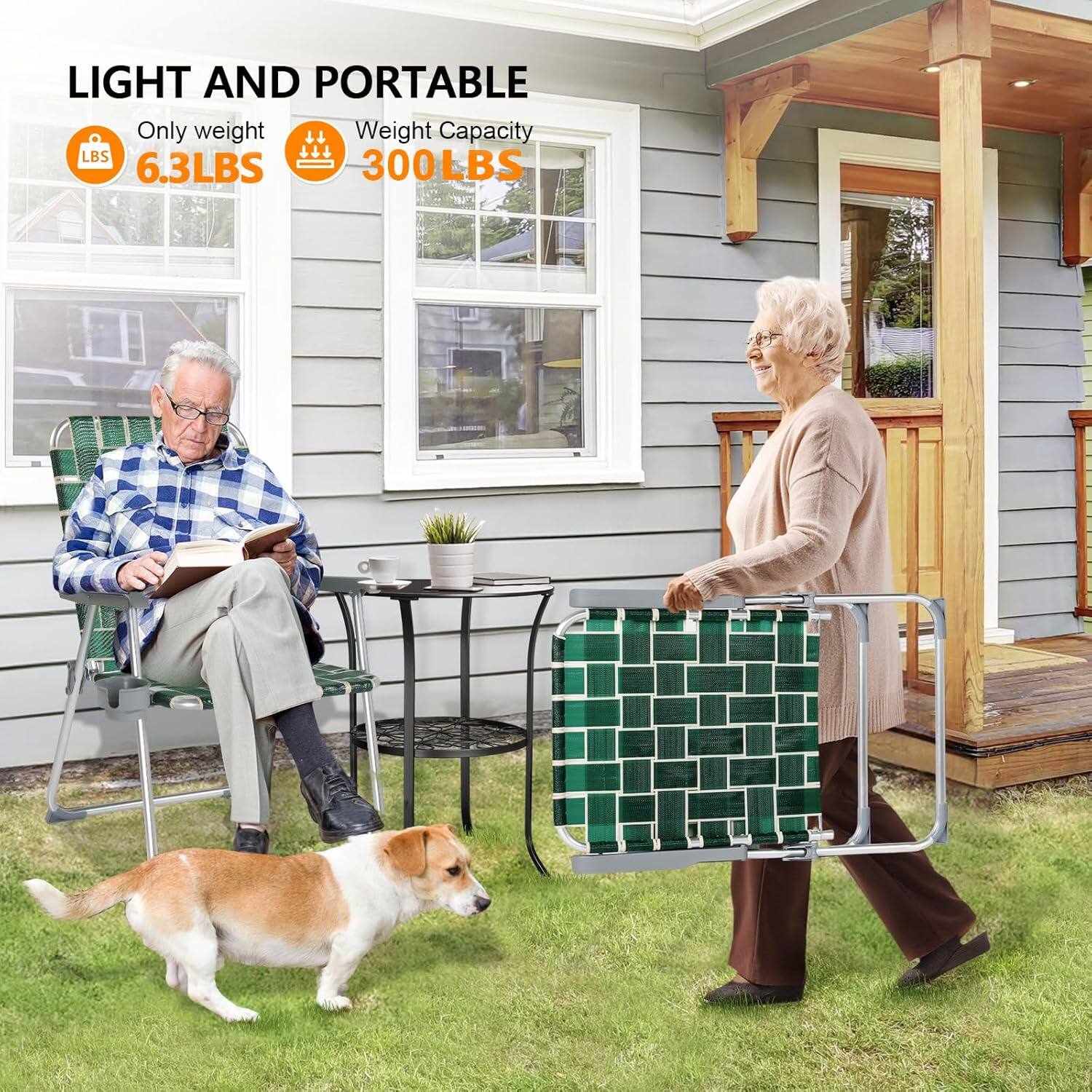 LIGHT AND PORTABLE  
Only weight: 6.3LBS  
Weight Capacity: 300LBS