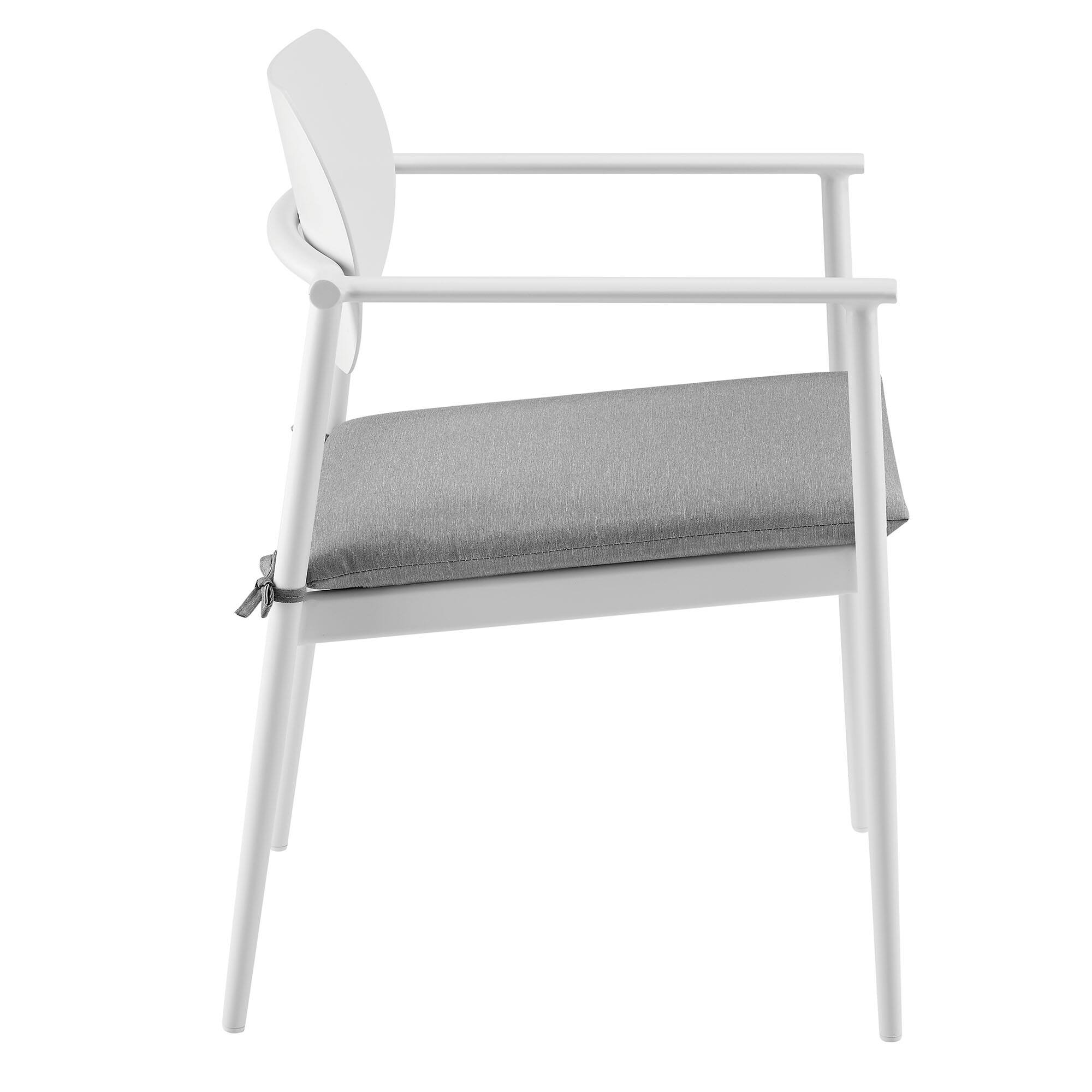 Alt View 4. Modway - Aeris Stackable Outdoor Patio Aluminum Dining Armchair Set of 2 by Modway - White.