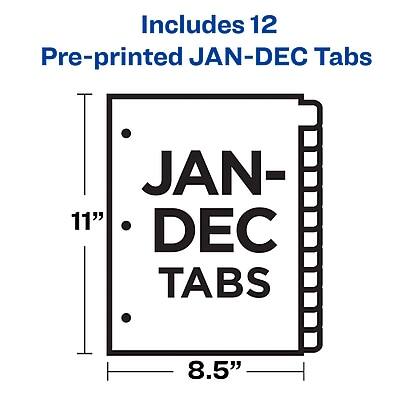Includes 12 Pre-printed JAN-DEC Tabs  
JAN-DEC Tabs  
11" x 8.5"