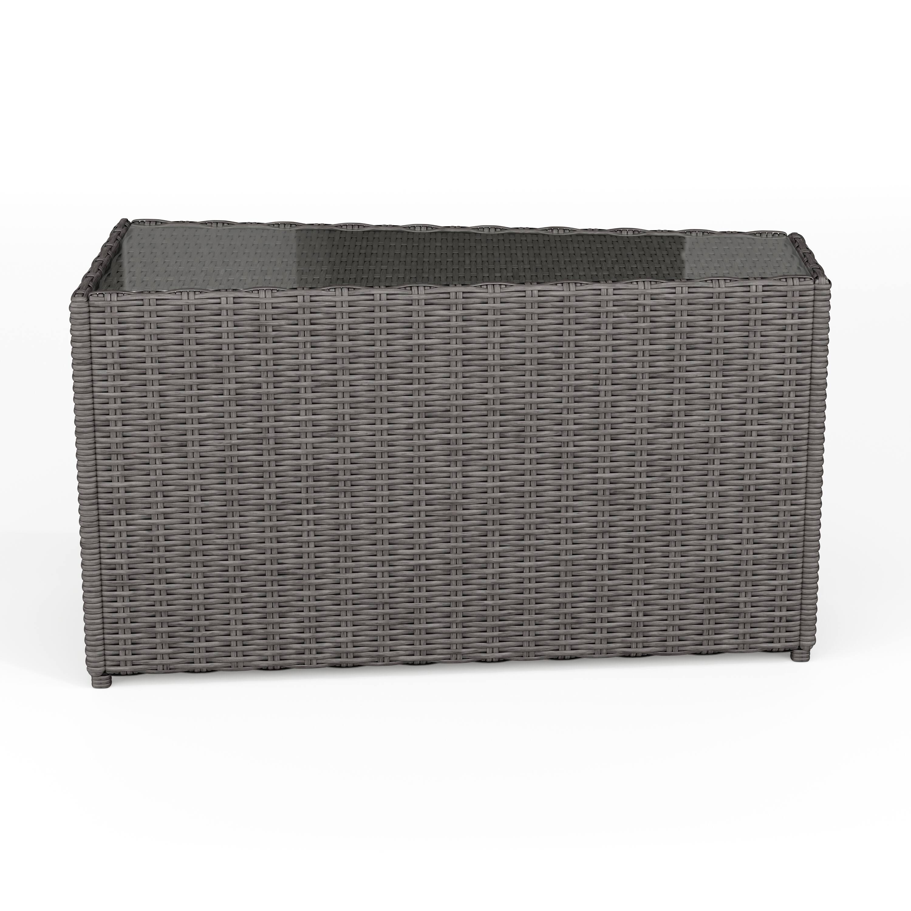 Alt View 9. Martha Stewart - Bedford Outdoor Rattan Wicker Patio Side Table with Inset Tempered Glass Top - Gray.