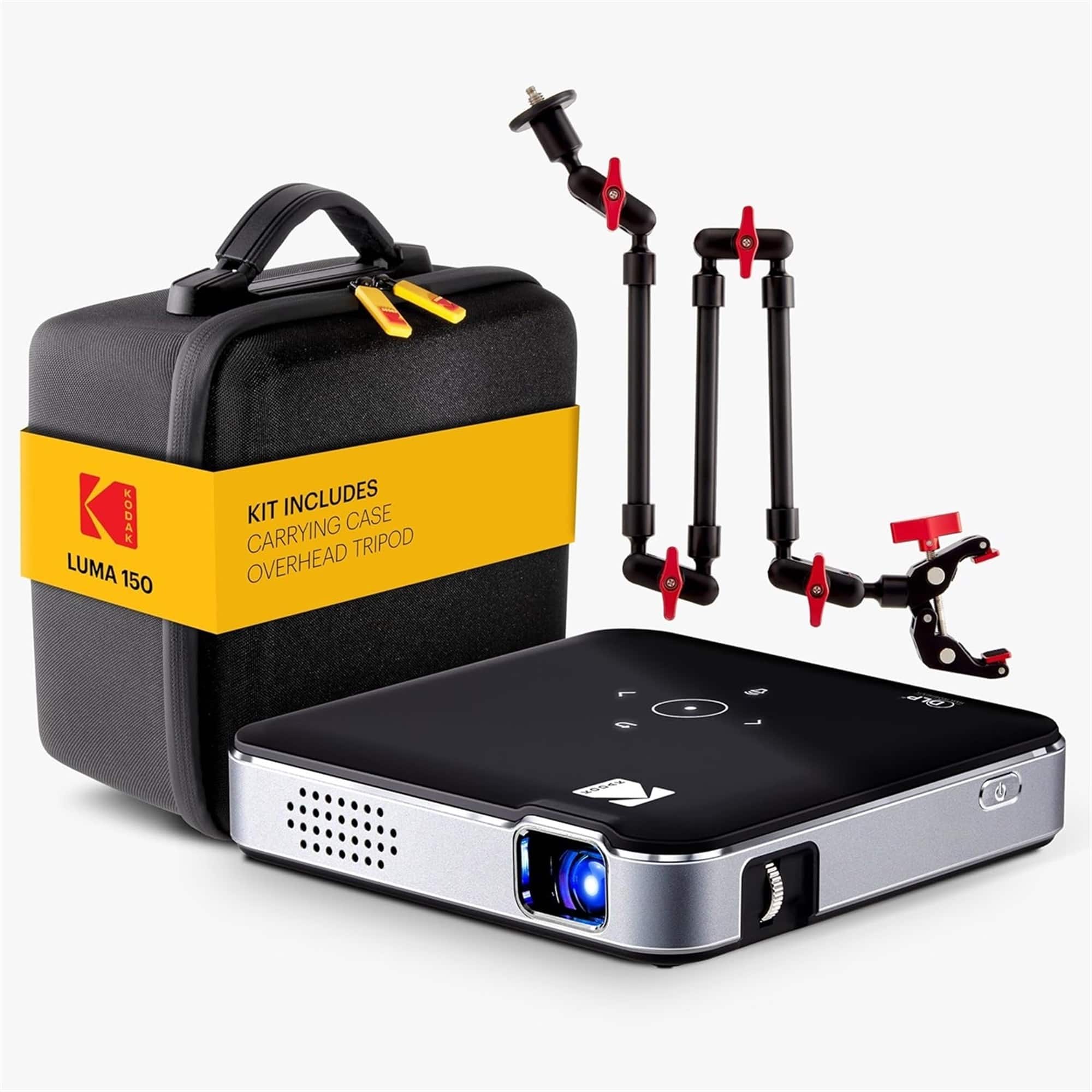 Kodak - Luma 150 Pico Projector, Rechargeable Ultra Mini Projector with Overhead Tripod & Case - Black