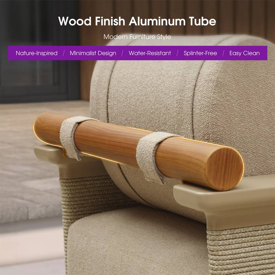 Wood Finish Aluminum Tube Modern Furniture Style  
Nature-Inspired / Minimalist Design / Water-Resistant / Splinter-Free / Easy Clean