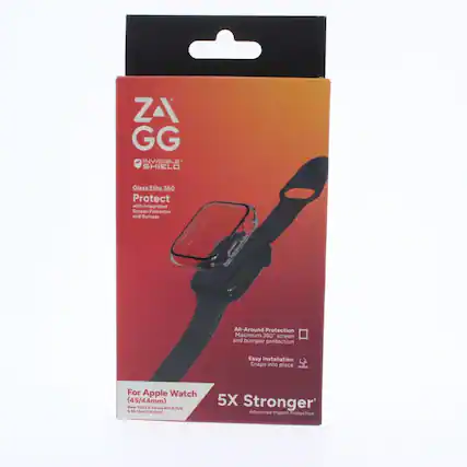 ZA GG Invisible Shield Glass Elite 360 Protect with integrated Screen Protector and Bumper All-Around Protection Maximum 360 screen and bumper protection Easy Installation Snaps into place For Apple Watch (45/44mm) New 2023 & Series 7/6/5/4 SE 2nd/1st Gen 5X Stronger Advanced impact Protection