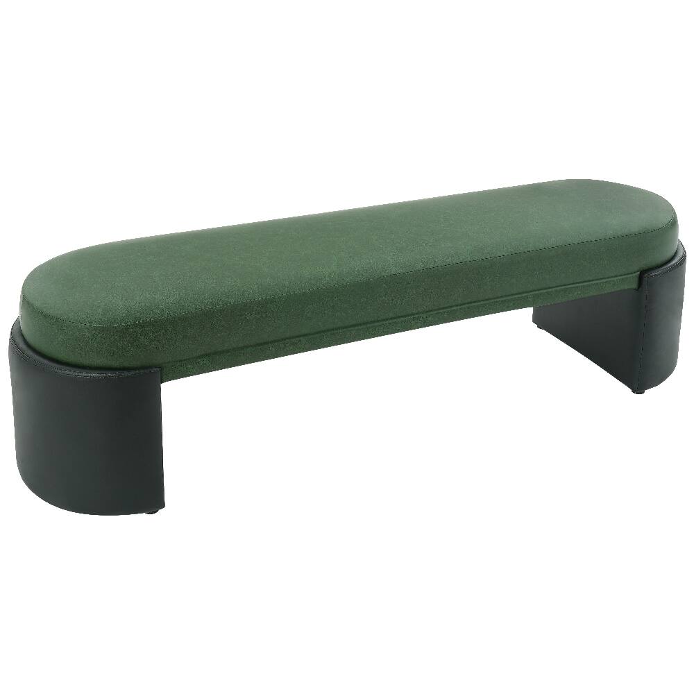 Alt View 2. Ropilly - Ropilly Green PU Dining Bench Two-Tone Upholstered Modern Accent Bench 62 Inch - Green & Black.