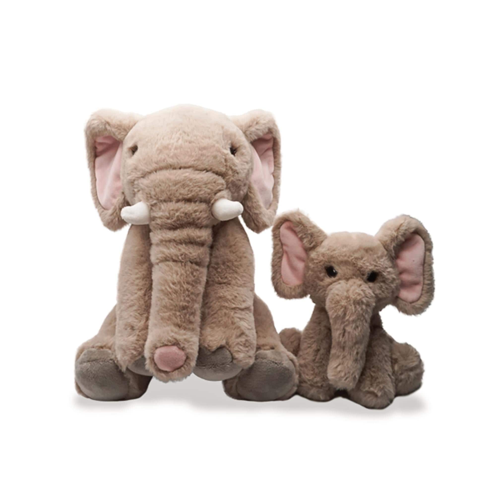 TriAction Toys - Snooze Monsters Interactive Bedtime Plush Set | Elephant With Baby - Beige