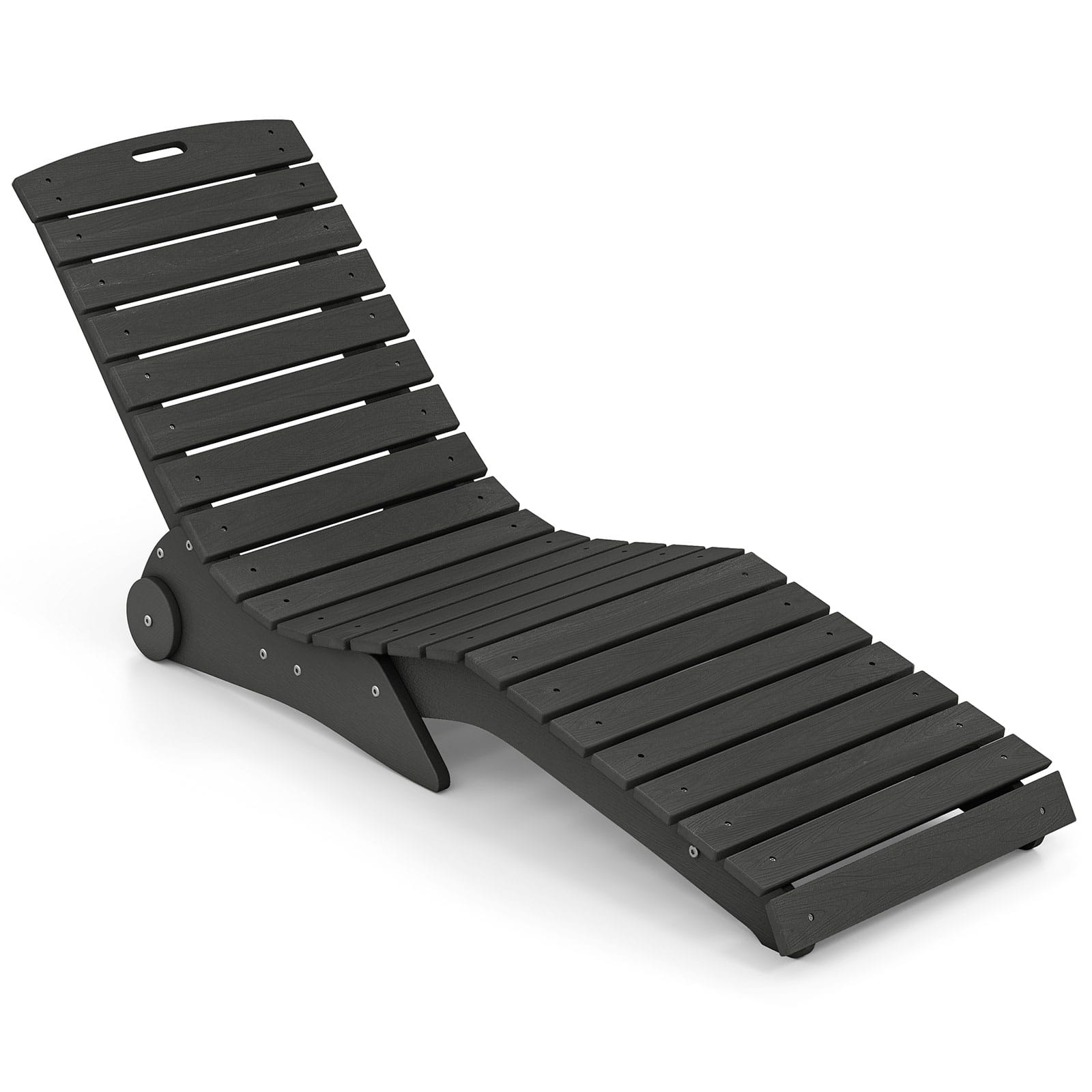 Gymax - In-Pool Lounge Chair Ergonomic S-Curve HDPE Pool Chaise Lounger w/ Wheels Dark - Gray