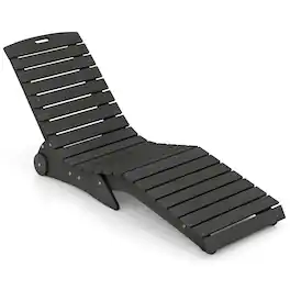 Gymax - In-Pool Lounge Chair Ergonomic S-Curve HDPE Pool Chaise Lounger w/ Wheels Dark - Gray