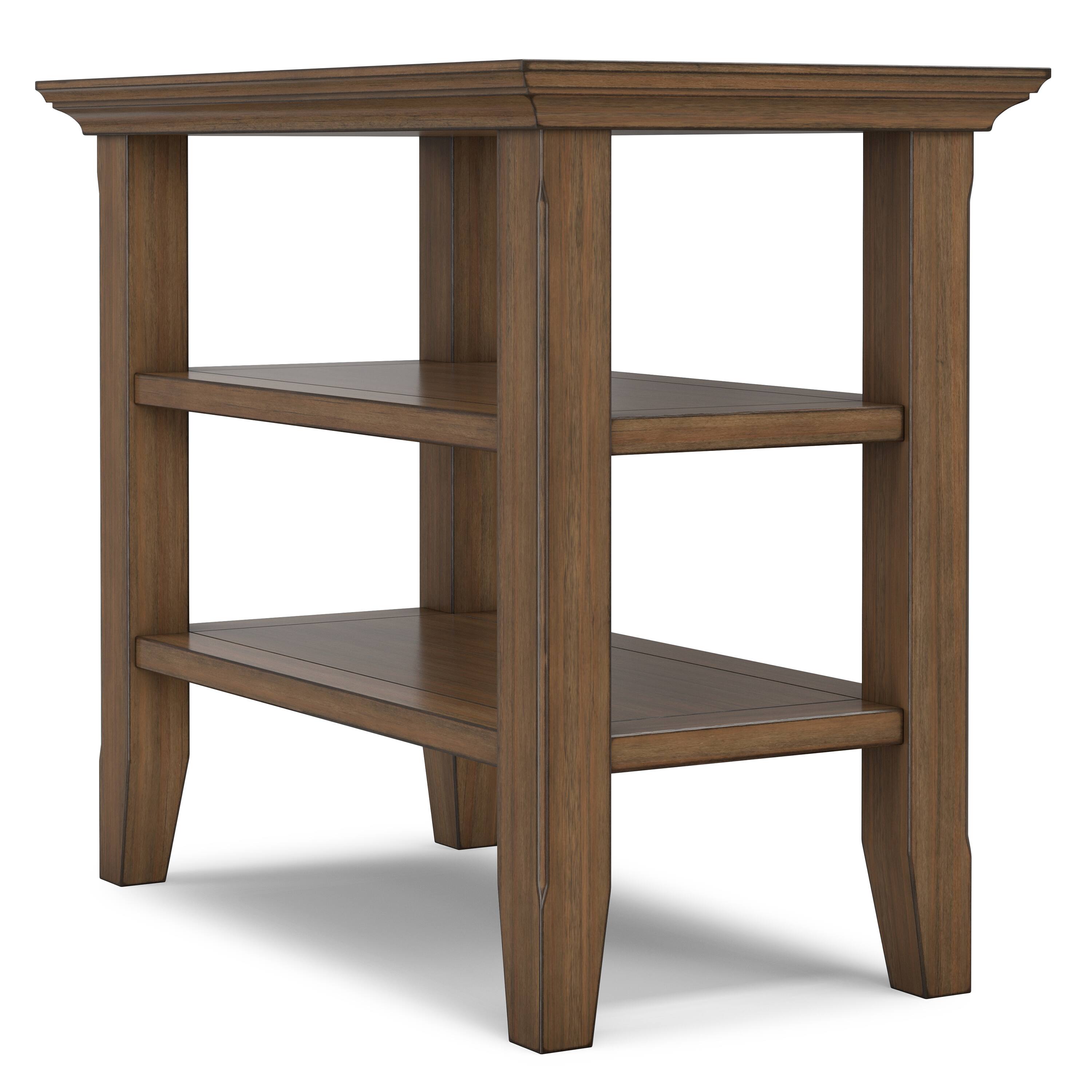 Alt View 2. Simpli Home - Acadian 14 inch Wide Solid Wood Transitional Narrow Side Table in Rustic Natural Aged Brown - Rustic Natural Aged Brown.