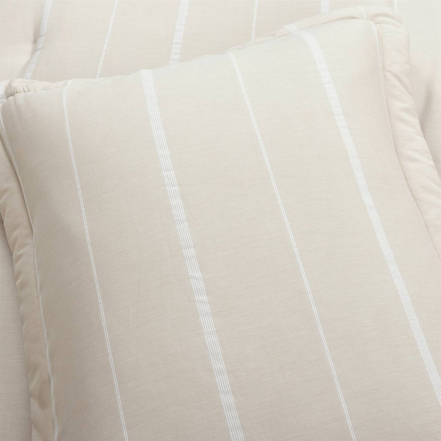 Left. Hivvago - King/California King Beige Off-White Stripe Lightweight 3-Piece Comforter Set - Beige , Off-White.