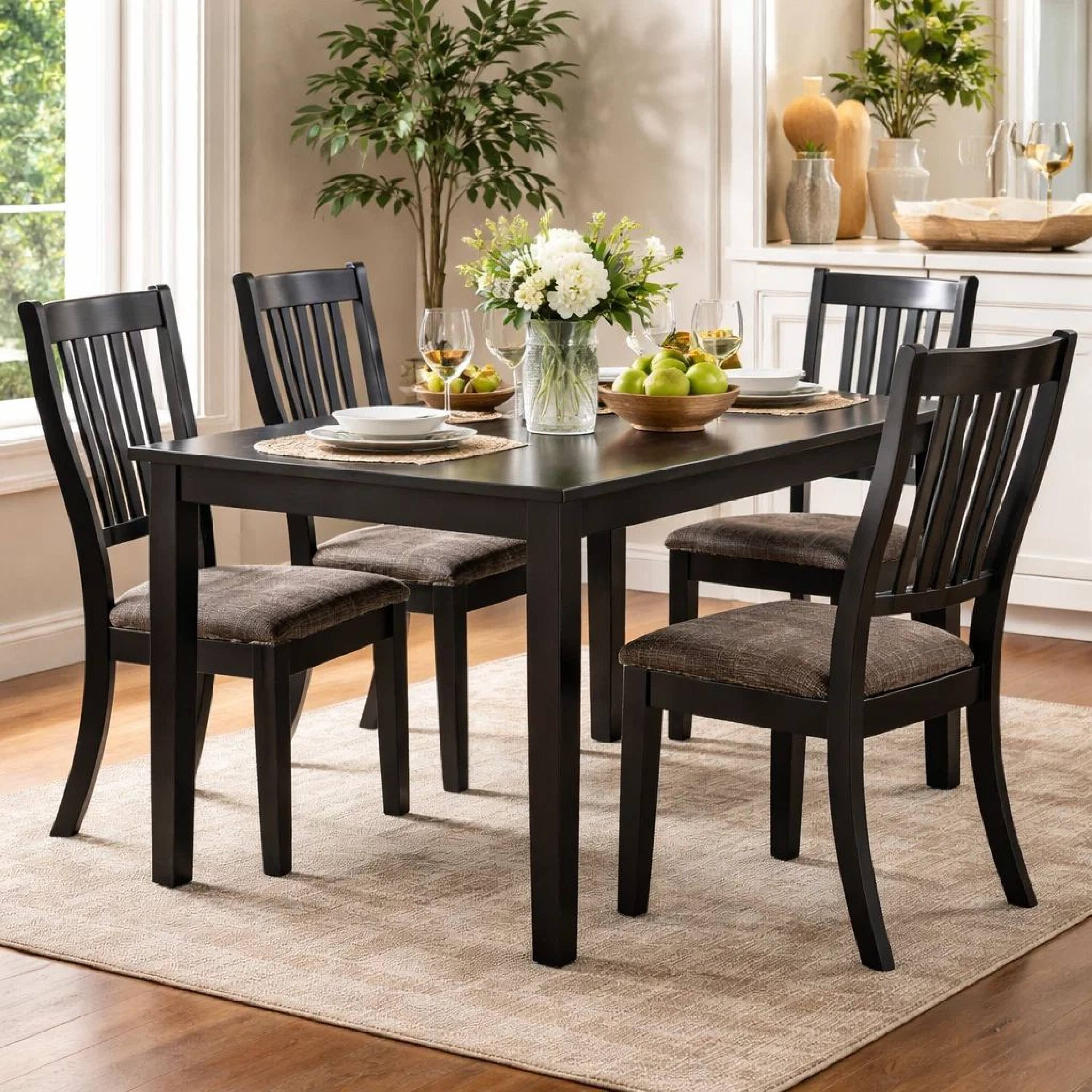 Alt View 5. Manhattan Lane - 23 Inch Wood Dining Chair, Set of 2, Slatted Back, Cushioned Seat - Gray, Black.