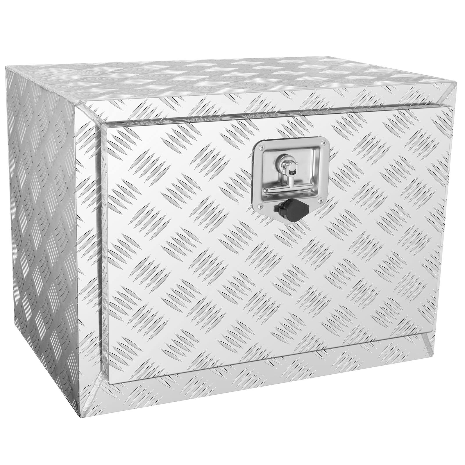 Front. VEVOR - Underbody Truck Box, 24"×14"×16" Pickup Storage Box, Heavy Duty Aluminum Diamond Plate Tool Box with Lock and Keys - Silver.