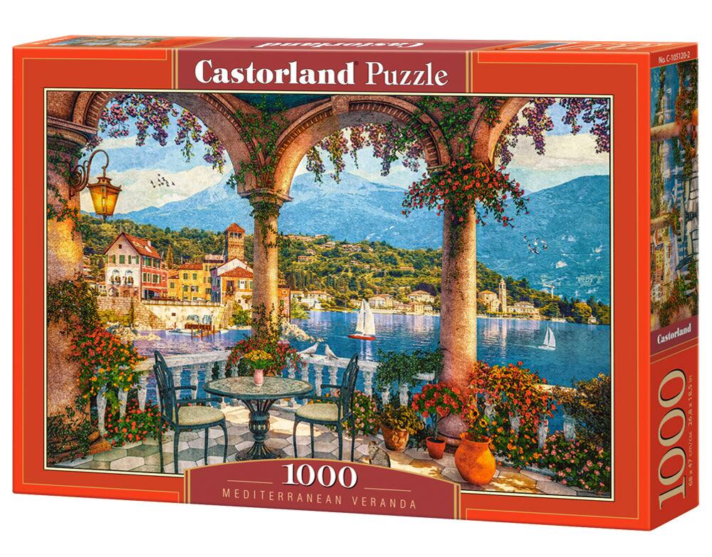Castorland - 1000 Piece Jigsaw Puzzles, Mediterranean Veranda, Italian mountain lake, Adult Puzzle, C-105120-2 - Red