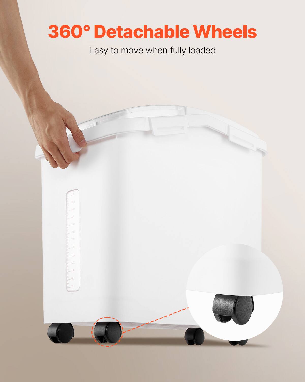 360° Detachable Wheels
Easy to move when fully loaded