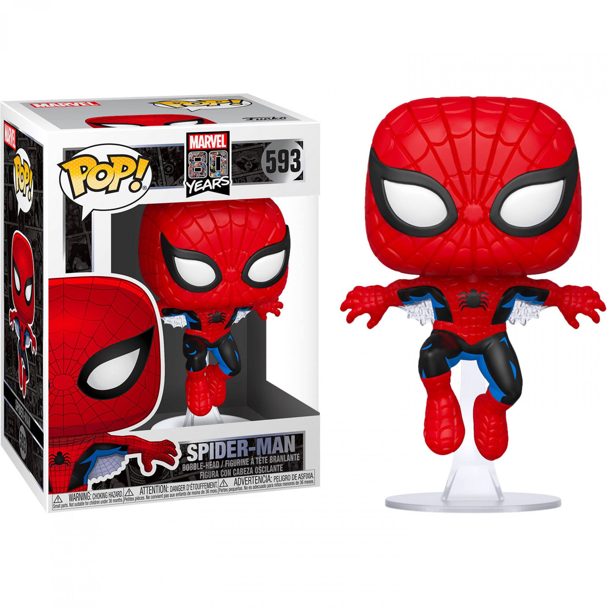 MTOIA F runn ARE MARVEL 80 593  POP! YEARS SPIDER-MAN I TETE BRANLANTE BOBBLE-HEAD I FIGURINE CON CABEZA OSCILANTE FIGURA PELIGRO DE ASFOGA ETOUFFEMENT A ADVERTENCIA - - - - a n DANGER . pointote - . acas NOR A ATTENTION: -  a - - 1 - Parn WARNING CHXNE - Snv - A 1 nm Pe pilum . - pdr tnal an - -