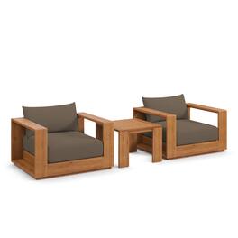 Modway - Tahoe 3-Piece Acacia Wood Outdoor Patio Set - 2 Lounge Chairs and Side Table - Natural Cocoa