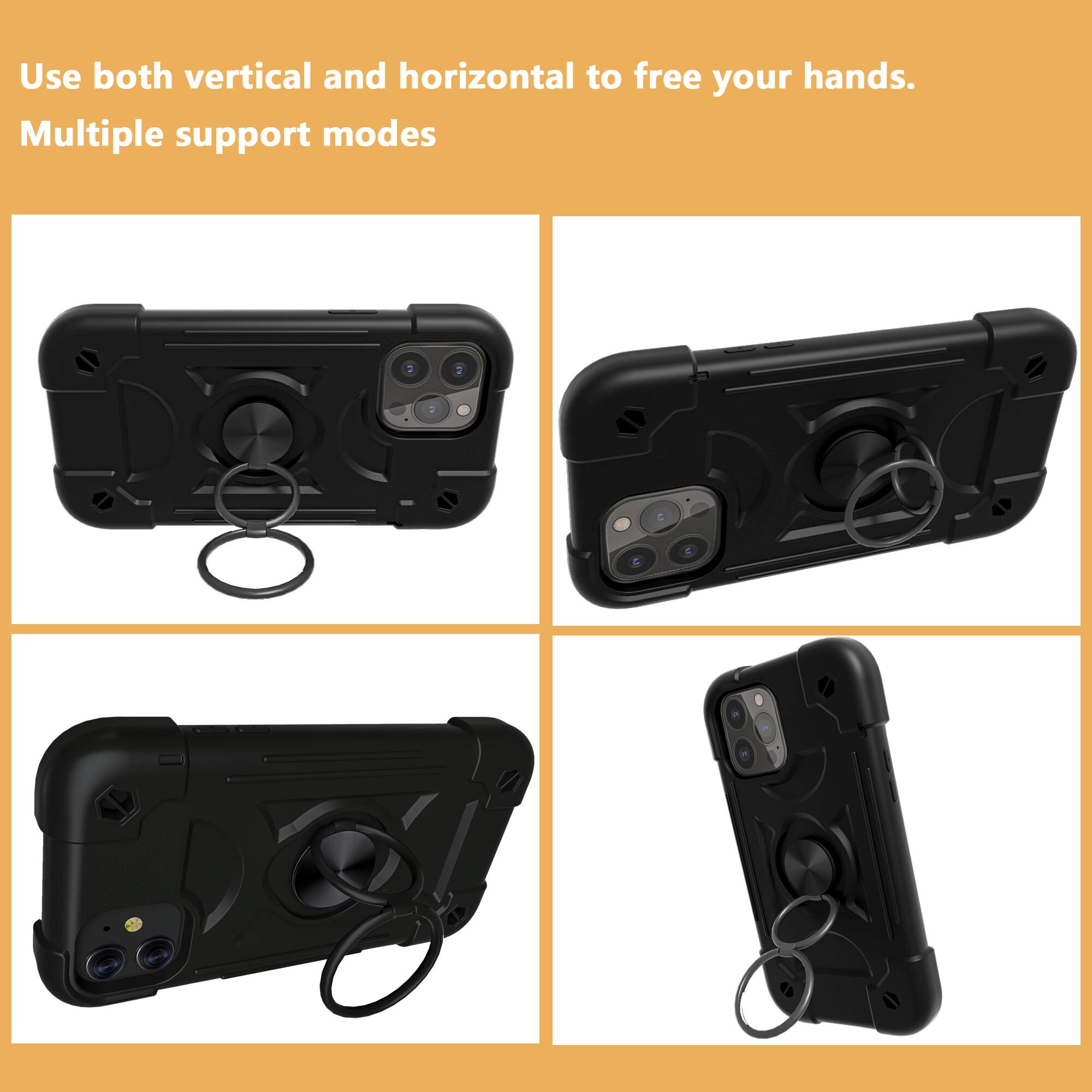 Use both vertical and horizontal to free your hands.  
Multiple support modes