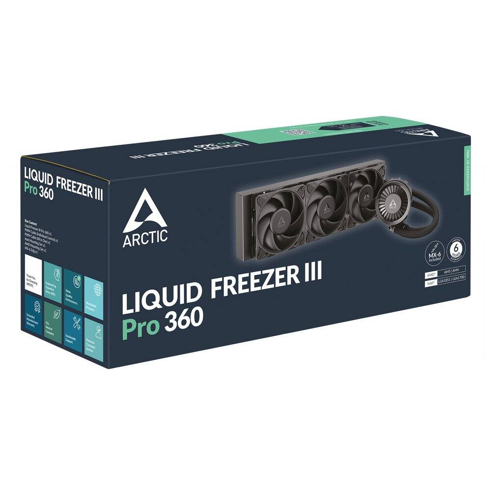 LIQUID FREEZER III Pro 360  
ARCTIC  
LIQUID FREEZER III Pro 360  
MX-6  
AMD / INTEL  
6 x 120mm  
AM4 / LGA1200 / LGA1700