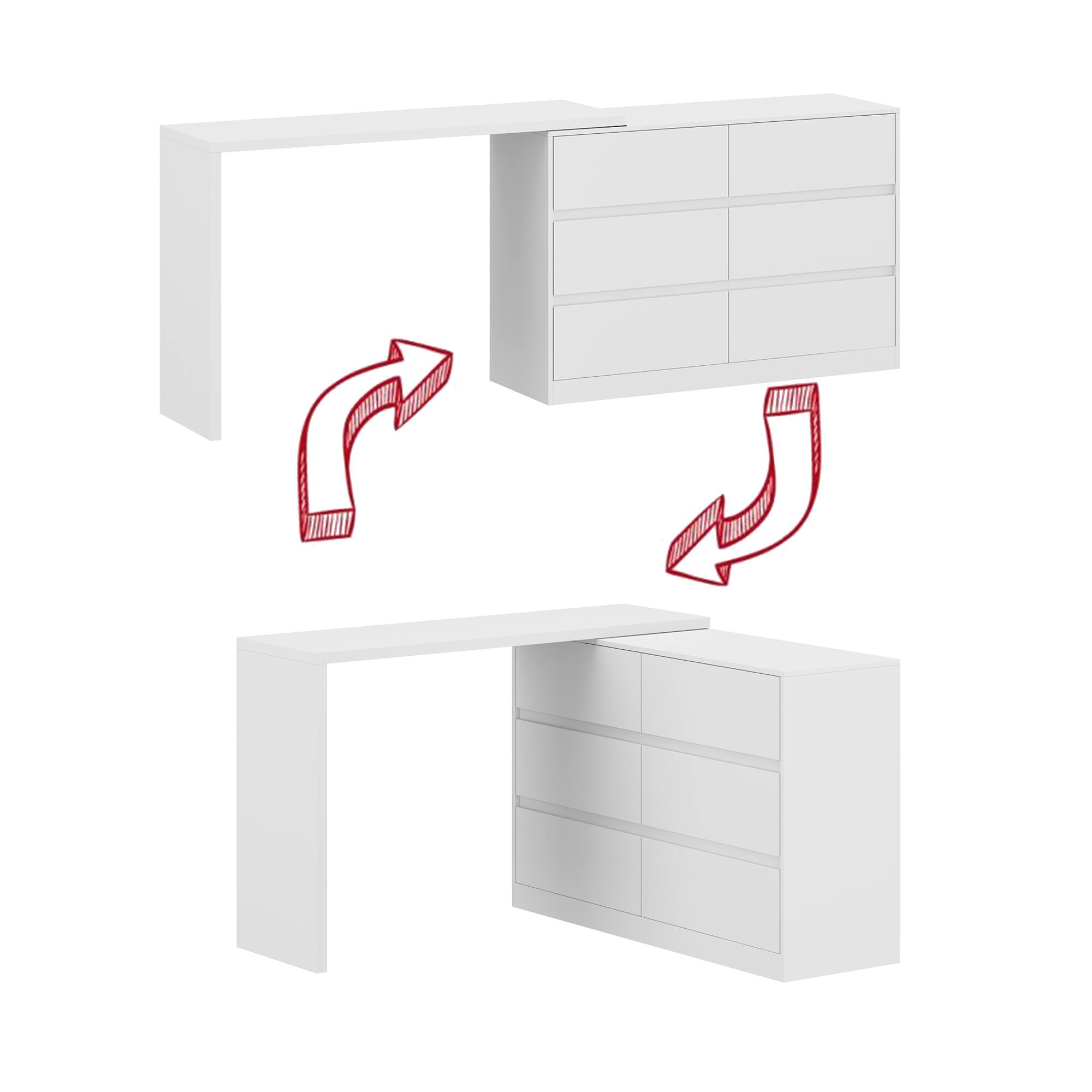 Back. FUFU & GAGA - FUFU&GAGA 6 - Drawer Transformative Dresser Redefine Your Space - White.