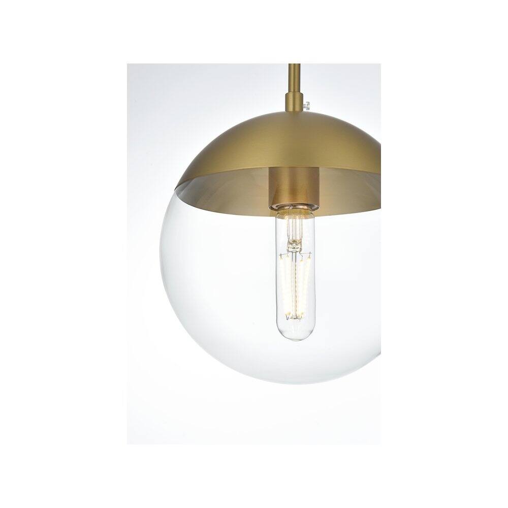 Alt View 5. Living District - Eclipse 8 Inch Pendant Clear Shade in Chrome - Satin Gold And Clear.