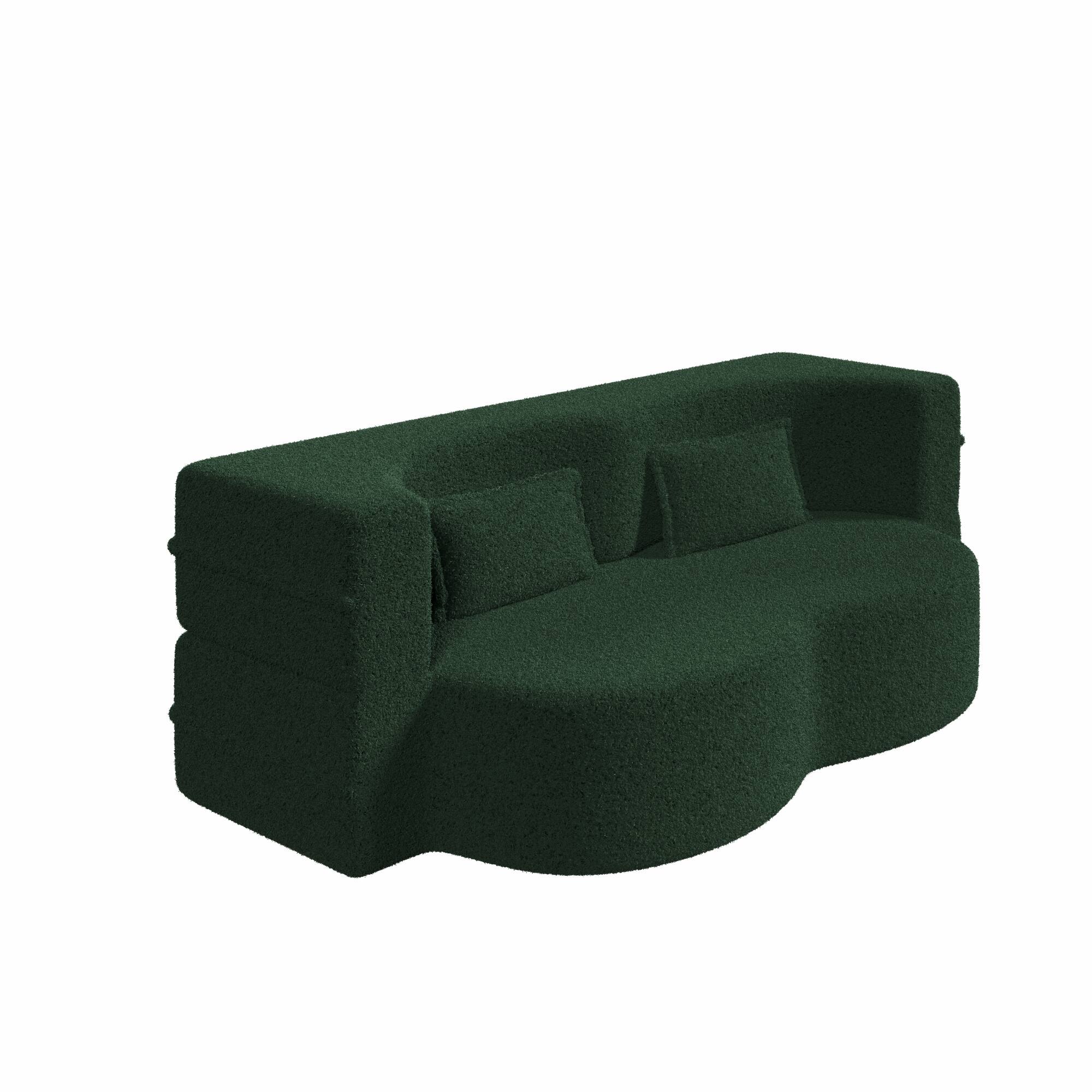 Alt View 6. GOODSILO - Convertible Floor Sofa Bed with 2 Pillows, Full Size Folding Mattress for Living Room and Guest Spaces - Green.