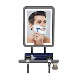 Dazzed Corner - LED Fogless Shower Mirror for Shaving, Heated, 360° Adjustable - Black
