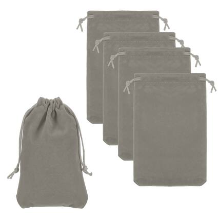 Front. Unique Bargains - Headphone Bag, 5pcs 7.87x3.94 Inch Travel Headset Carrying Storage Pouch Soft Drawstring for Over-Ear Headphones - Gray.