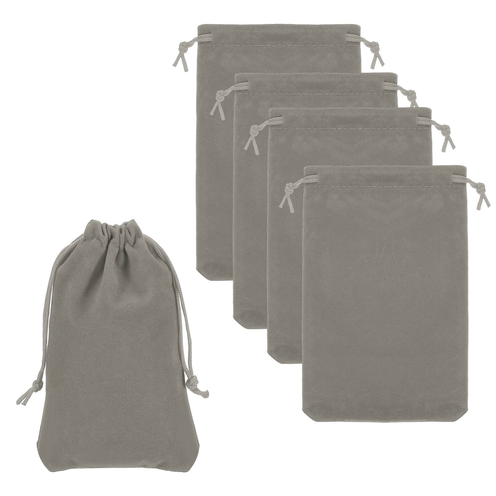 Front. Unique Bargains - Headphone Bag, 5pcs 7.87x3.94 Inch Travel Headset Carrying Storage Pouch Soft Drawstring for Over-Ear Headphones - Gray.