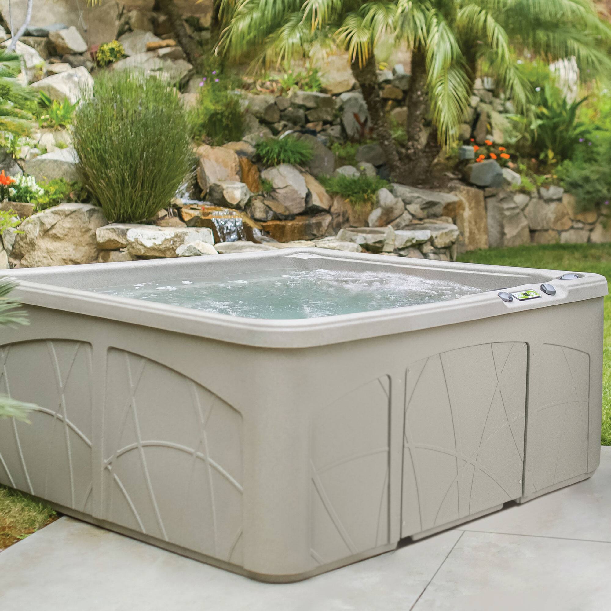 Alt View 4. Lifesmart - Lifesmart Spas 5 Person Plug and Play 28 Jet LED Outdoor Hot Tub, LS350DX, Sand - Sand.