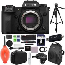 Bundle - Fujifilm - X-H2 Mirrorless Camera Body Black with Backpack, Tripod, Impulse Handy Case, 64GB Memory Card & More