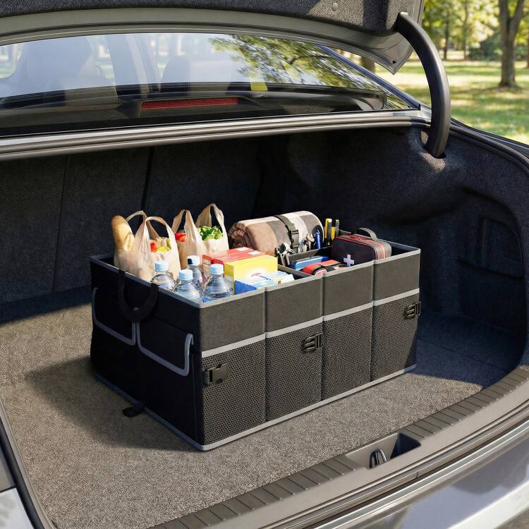 Alt View 2. Mondawe - 13 Gal Car Trunk Organizer with Removable Divider and 6 Pockets Collapsible - Black.