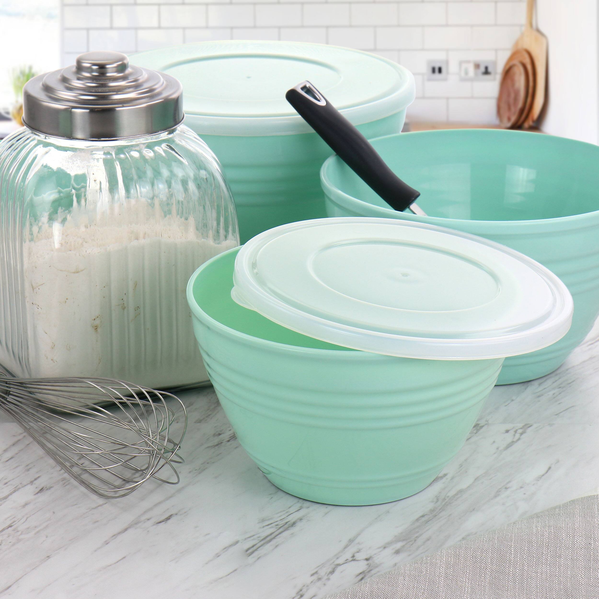 Alt View 3. Martha Stewart - Martha Stewart 8 Piece Plastic Bowl Set with Lids in Turquoise - Blue.
