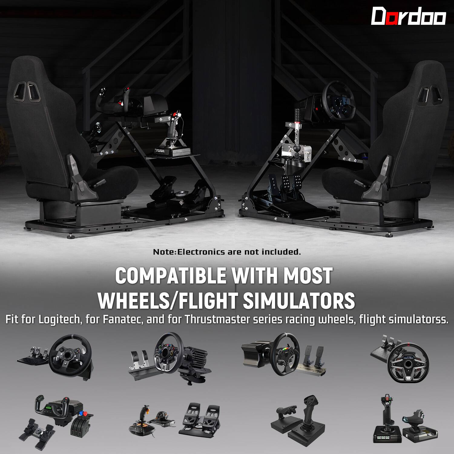 Dordoo

Note: Electronics are not included. COMPATIBLE WITH MOST WHEELS/FLIGHT SIMULATORS Fit for Logitech, for Fanatec, and for Thrustmaster series racing wheels, flight simulators.