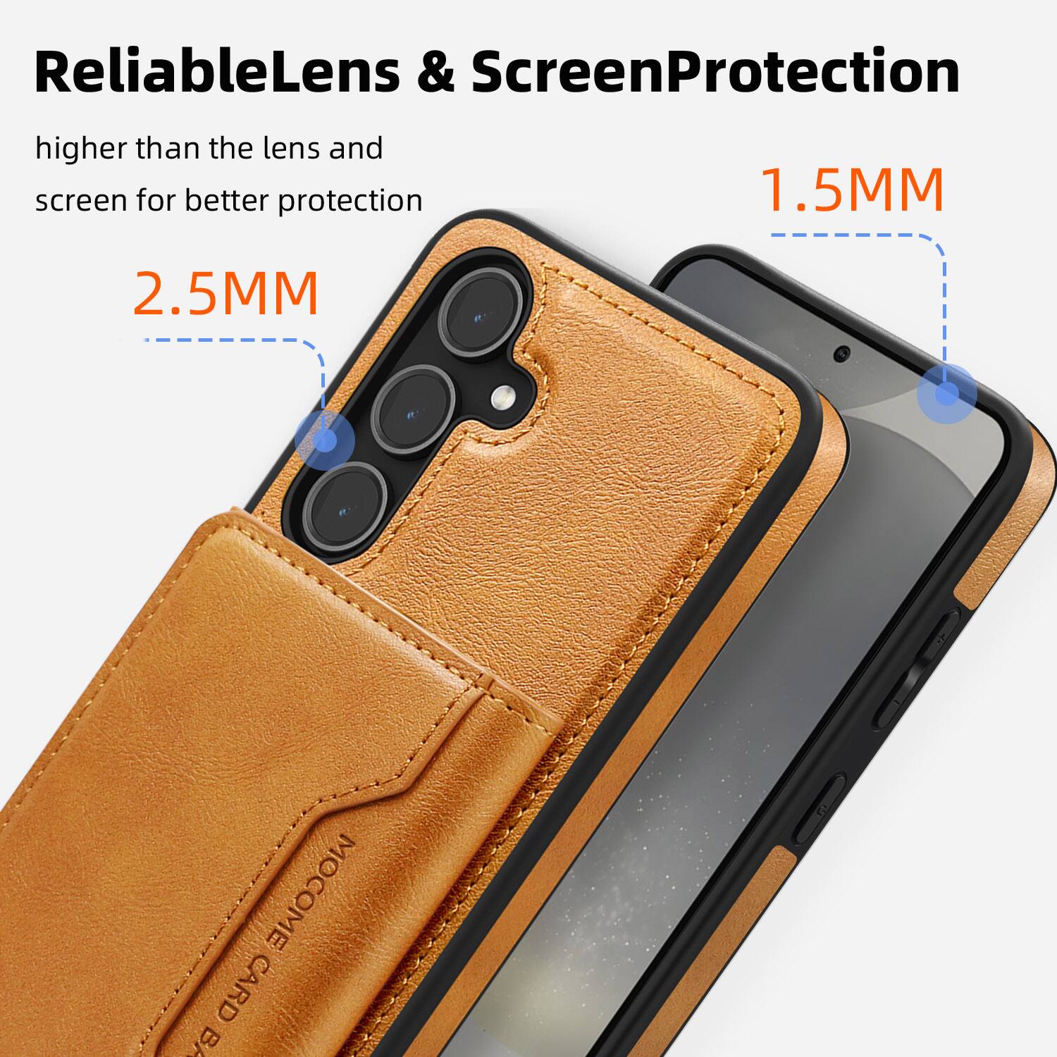 ReliableLens & ScreenProtection  
higher than the lens and screen for better protection  

2.5MM  
1.5MM