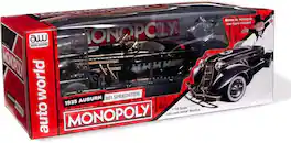PopMarket - Auto World 1935 Auburn 851 Speedster Monopoly - Black w/Matte Gold 1/18 Scale Diecast - COLLECTIBLES - Multicolor