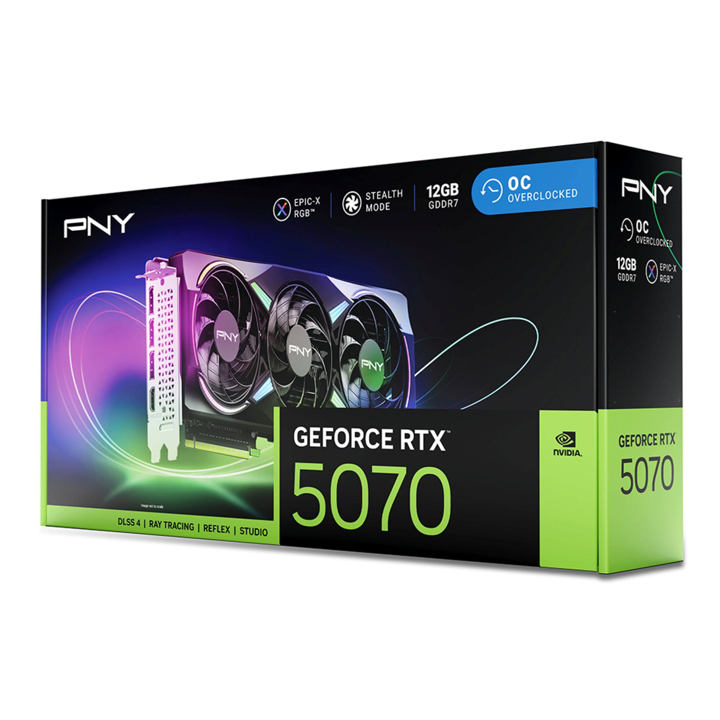 PNY NVIDIA GeForce RTX 5070 Epic X ARGB Overclocked 12GB GDDR7 PCI