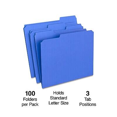 100 Folders per Pack  
Holds Standard Letter Size  
3 Tab Positions