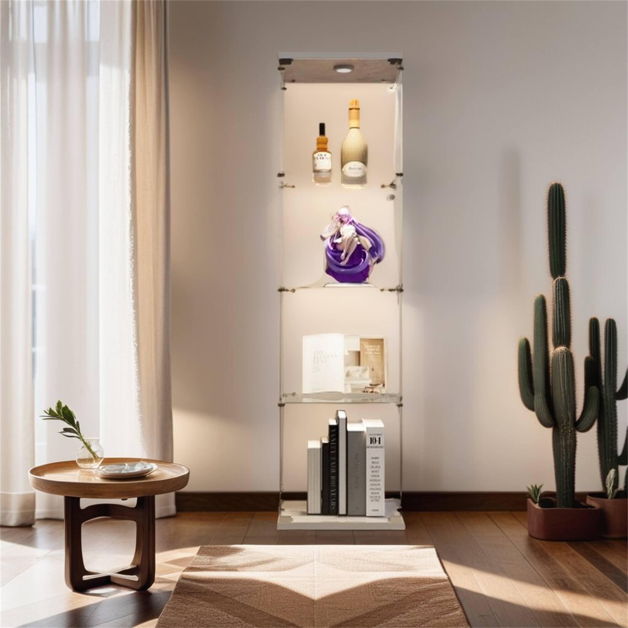 Angle. APRILSOUL - Glass Display Case Cabinet with Tempered Glass Doors Large Capacity and Safe Installation - White.