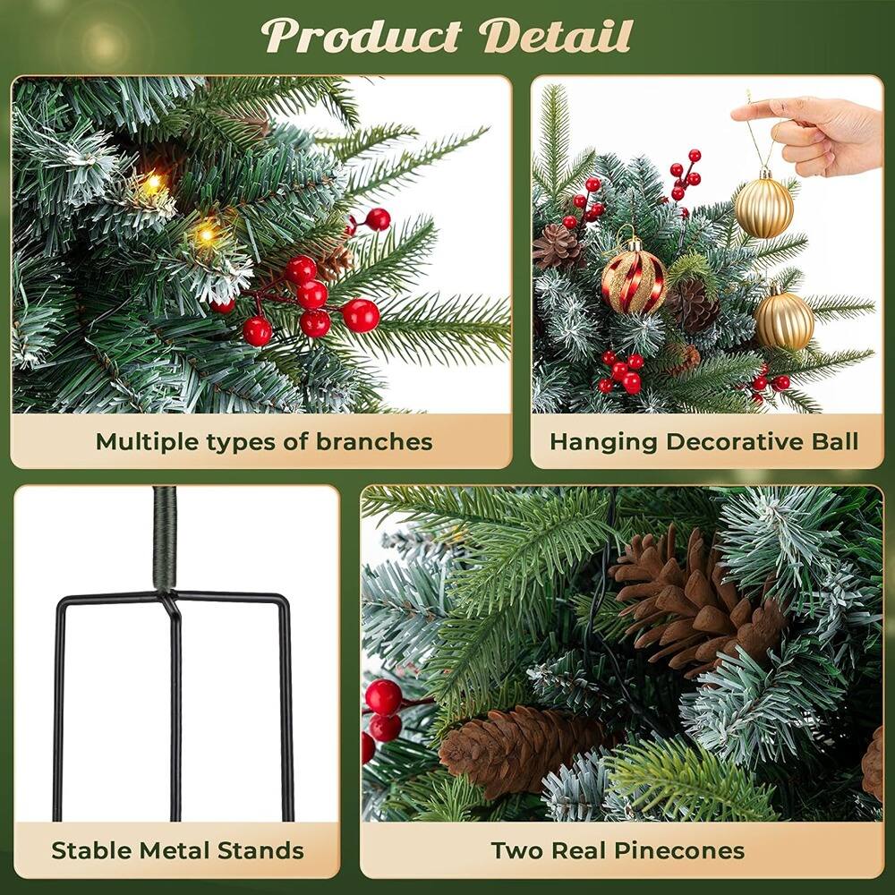 Product Detail

- Multiple types of branches
- Hanging Decorative Ball
- Stable Metal Stands
- Two Real Pinecones