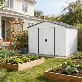 Anysun - 126.75" Spacious Outdoor Metal Storage Shed with Lockable Doors & Ventilation, Heavy-Duty Garden Tool Shed for Backyard - Silver