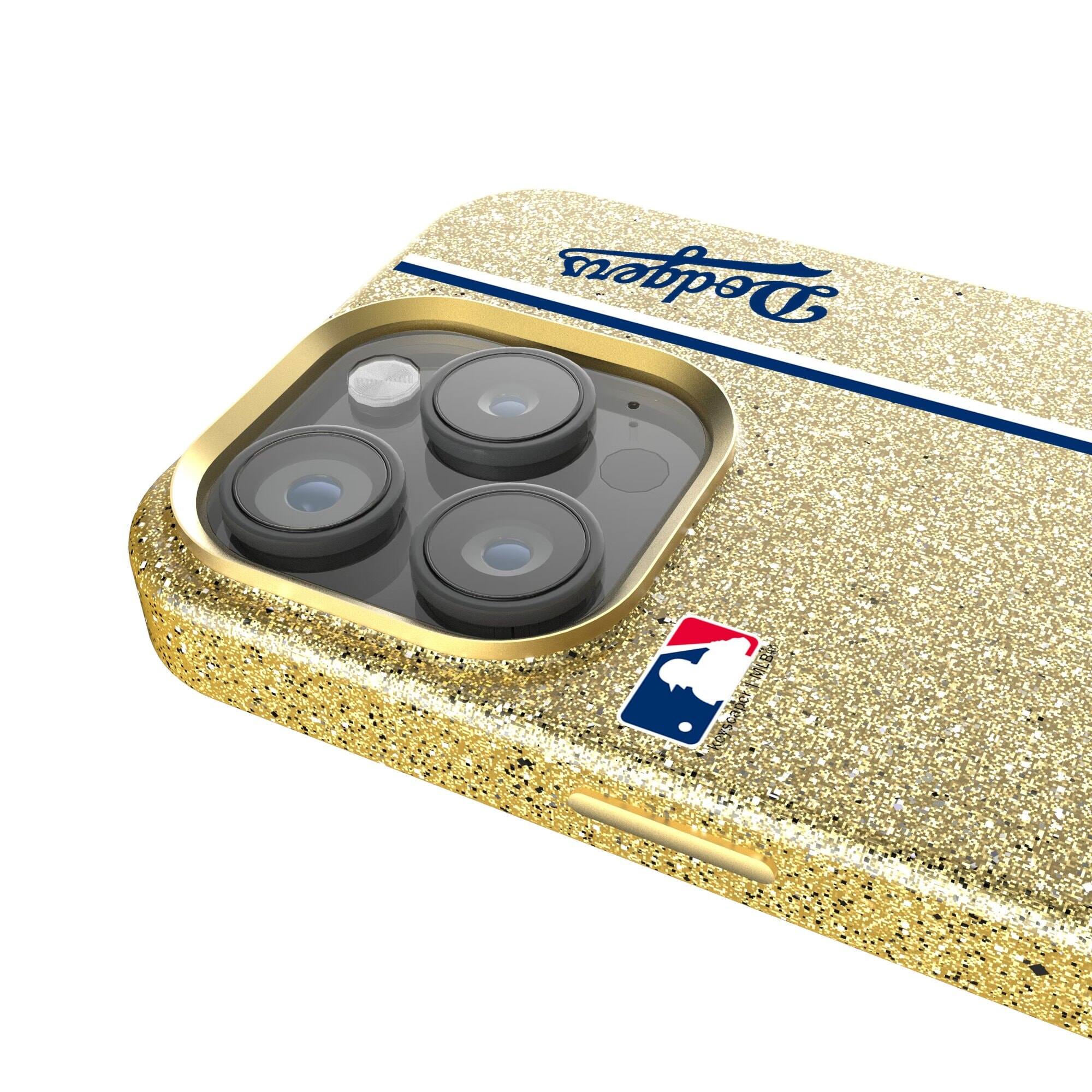 Alt View 3. Keyscaper - Gold Los Angeles Dodgers iPhone Bling Case - 15 Plus - Gold.