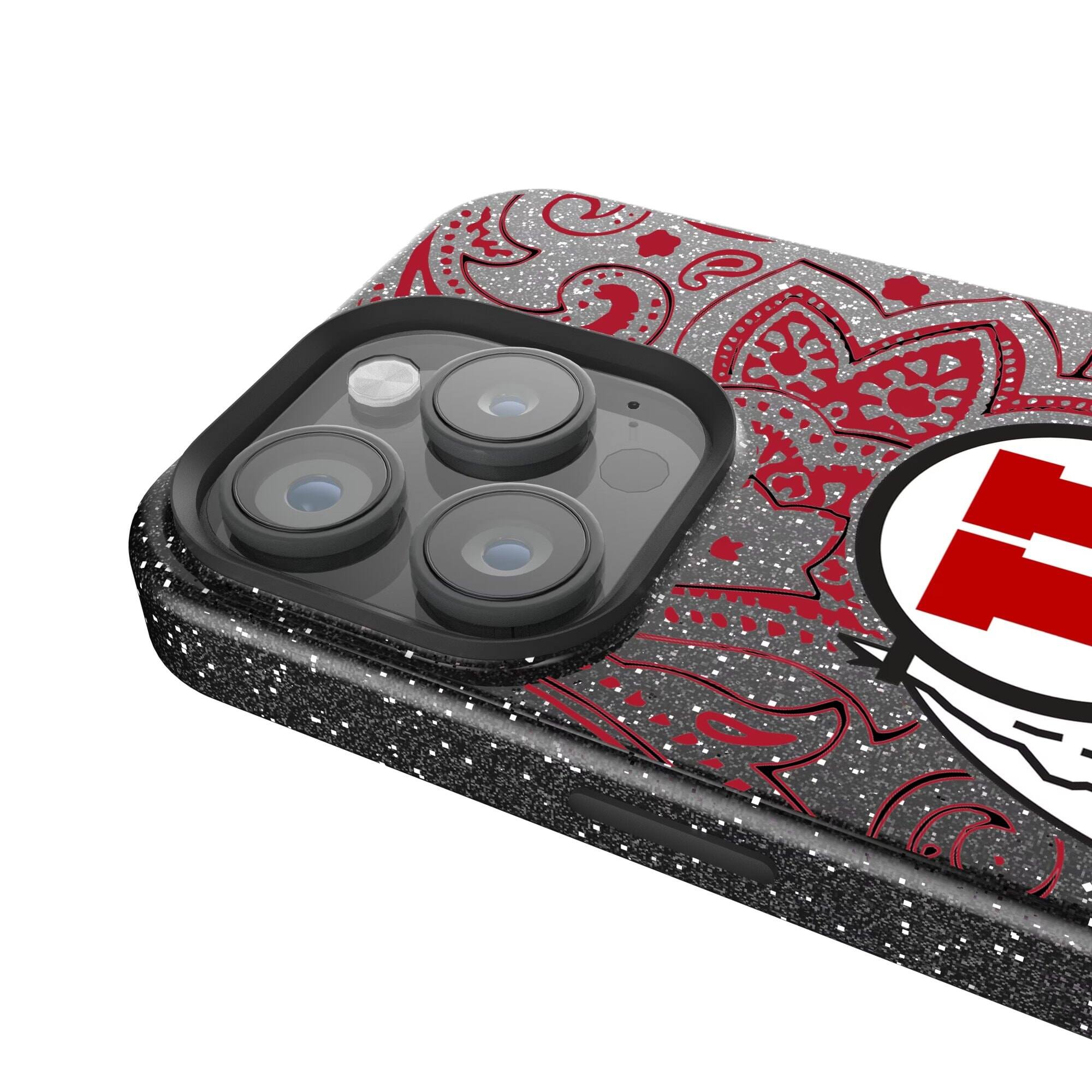 Alt View 3. Keyscaper - Utah Utes Paisley Bling iPhone Case - 15 Pro Max - Black.