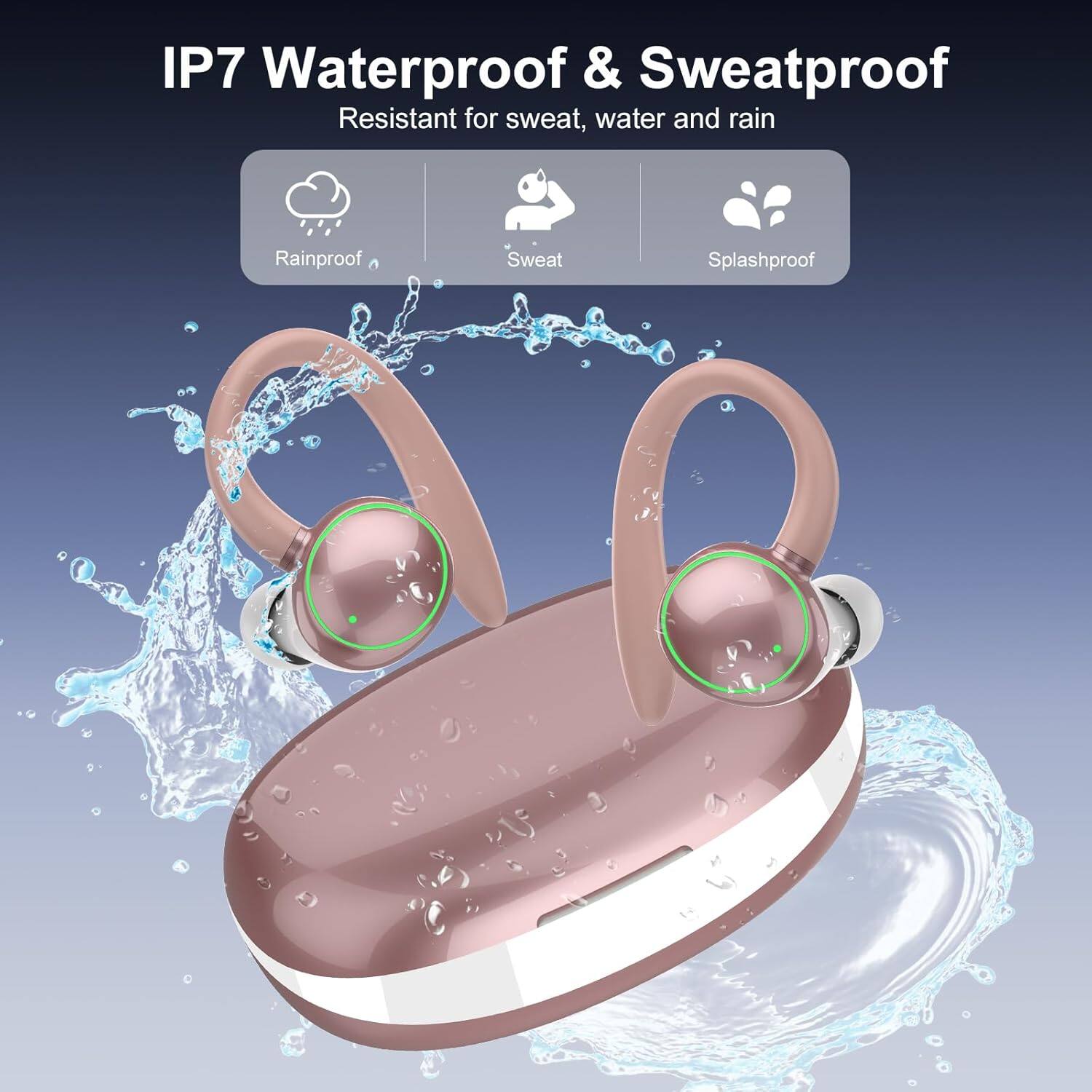 IP7 Waterproof & Sweatproof  
Resistant for sweat, water and rain  
Rainproof  
Sweat  
Splashproof