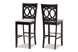 Baxton Studio - Carson Modern Upholstered and Espresso Brown Finished 2-Piece Bar Stool Set - Grey/Espresso Brown