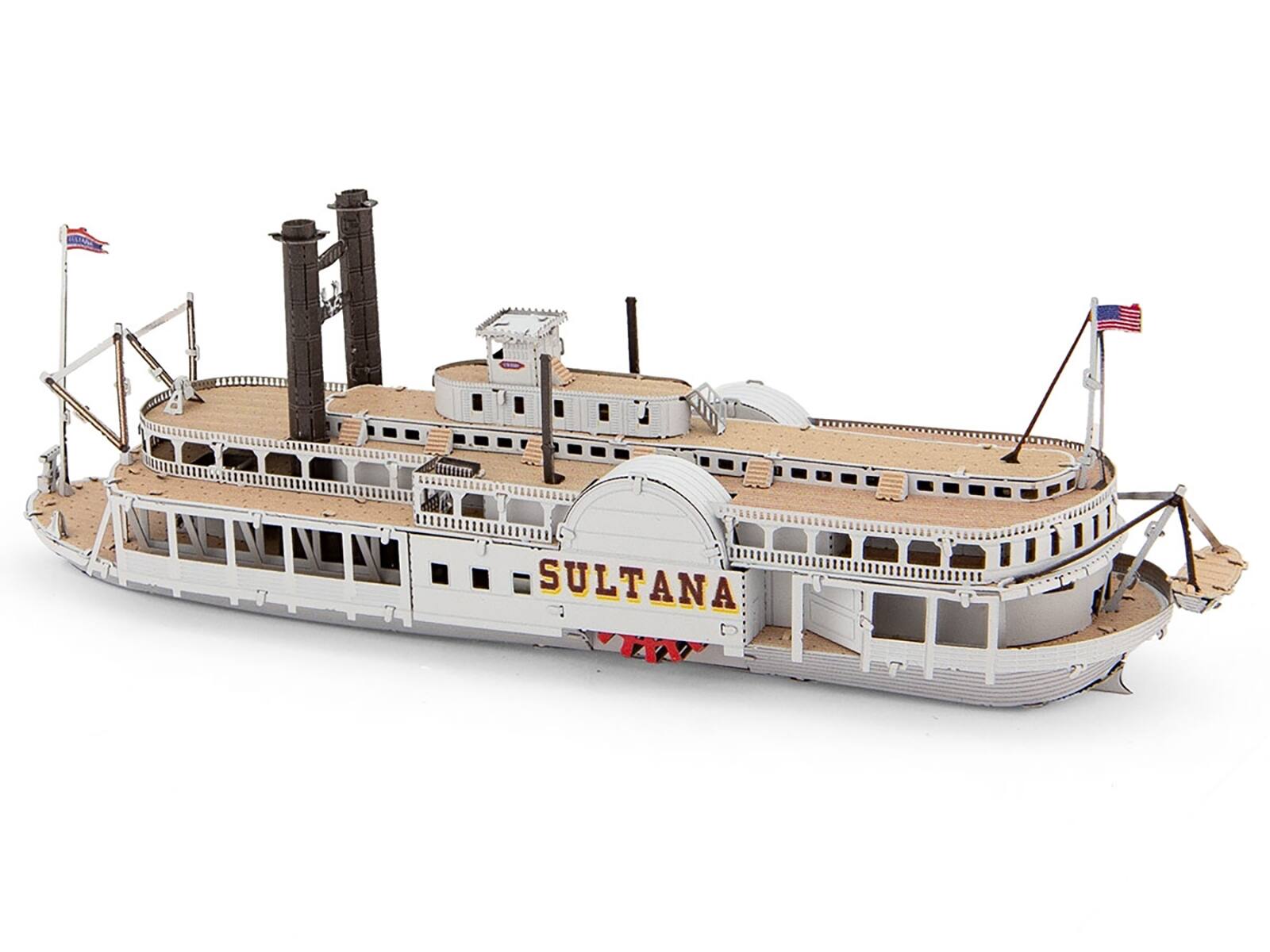 Left. Metal Earth - Model Kit Sultana Steamboat (Moderate Difficulty) Steel Model by Metal Earth - White With Beige.